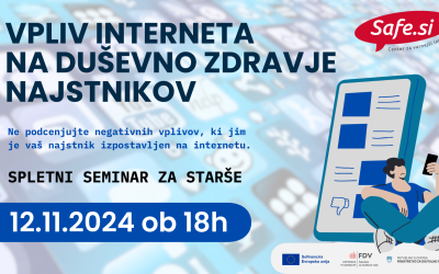 Vabilo na spletni seminar: Vpliv interneta na duševno  zdravje najstnikov